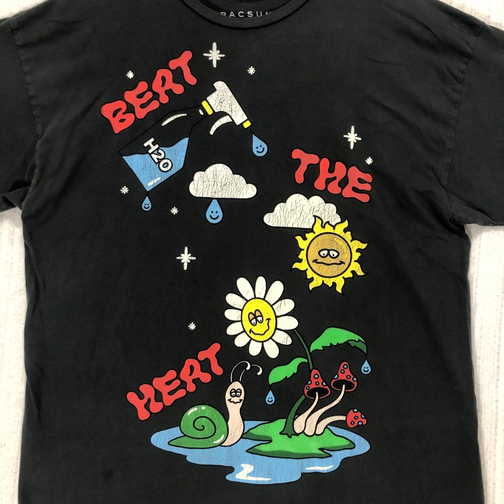 PAC SUN Los Angeles Black Beat The Heat Distressed Graphic T Shirt XL